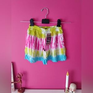 Colorful Tie-Dye Women's Shorts With Pockets & Beaded Drawstring • Size S • New!